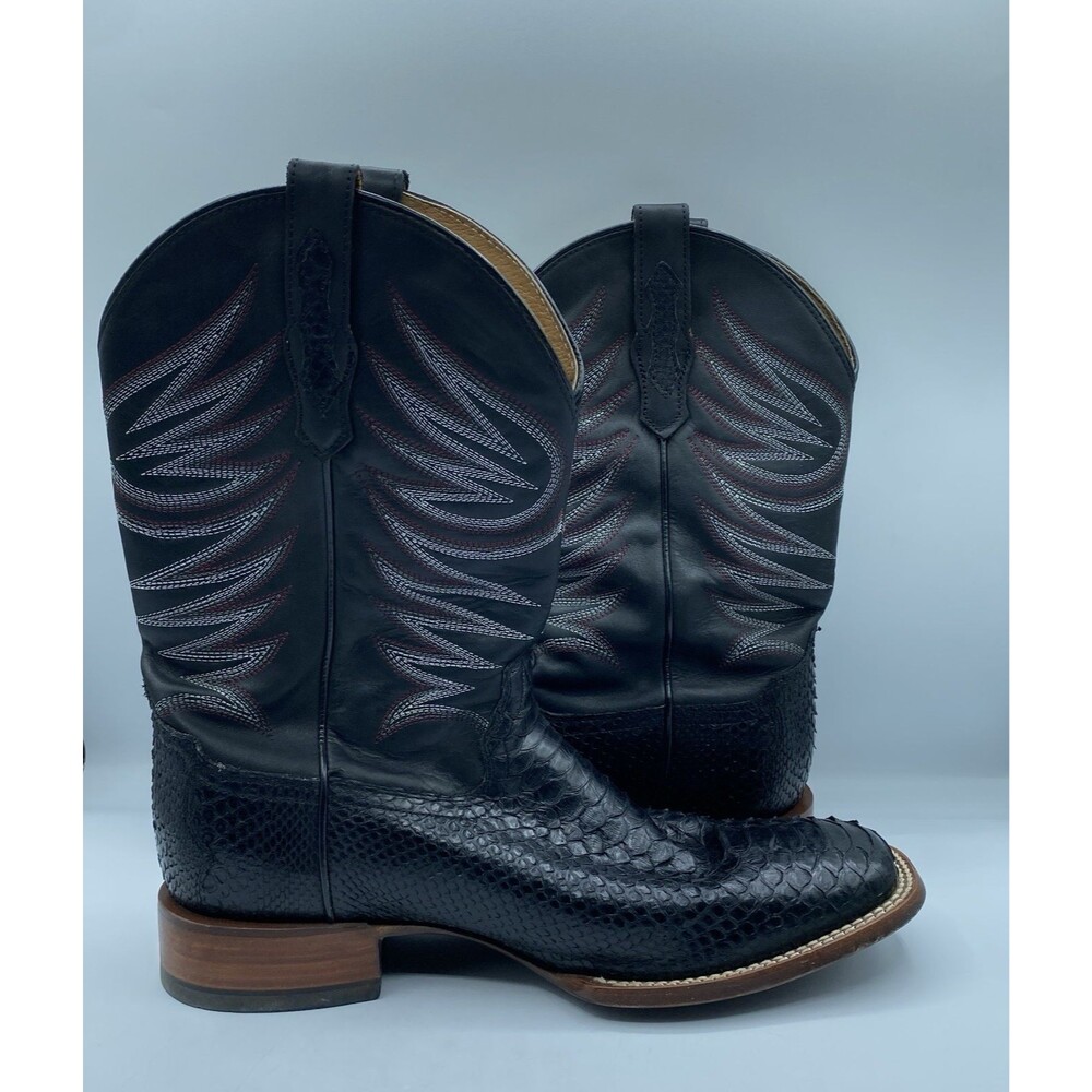 Cody James Boot Mens Men 12 D Matte Exotic Pythons Black Broad Square Toe Cowboy